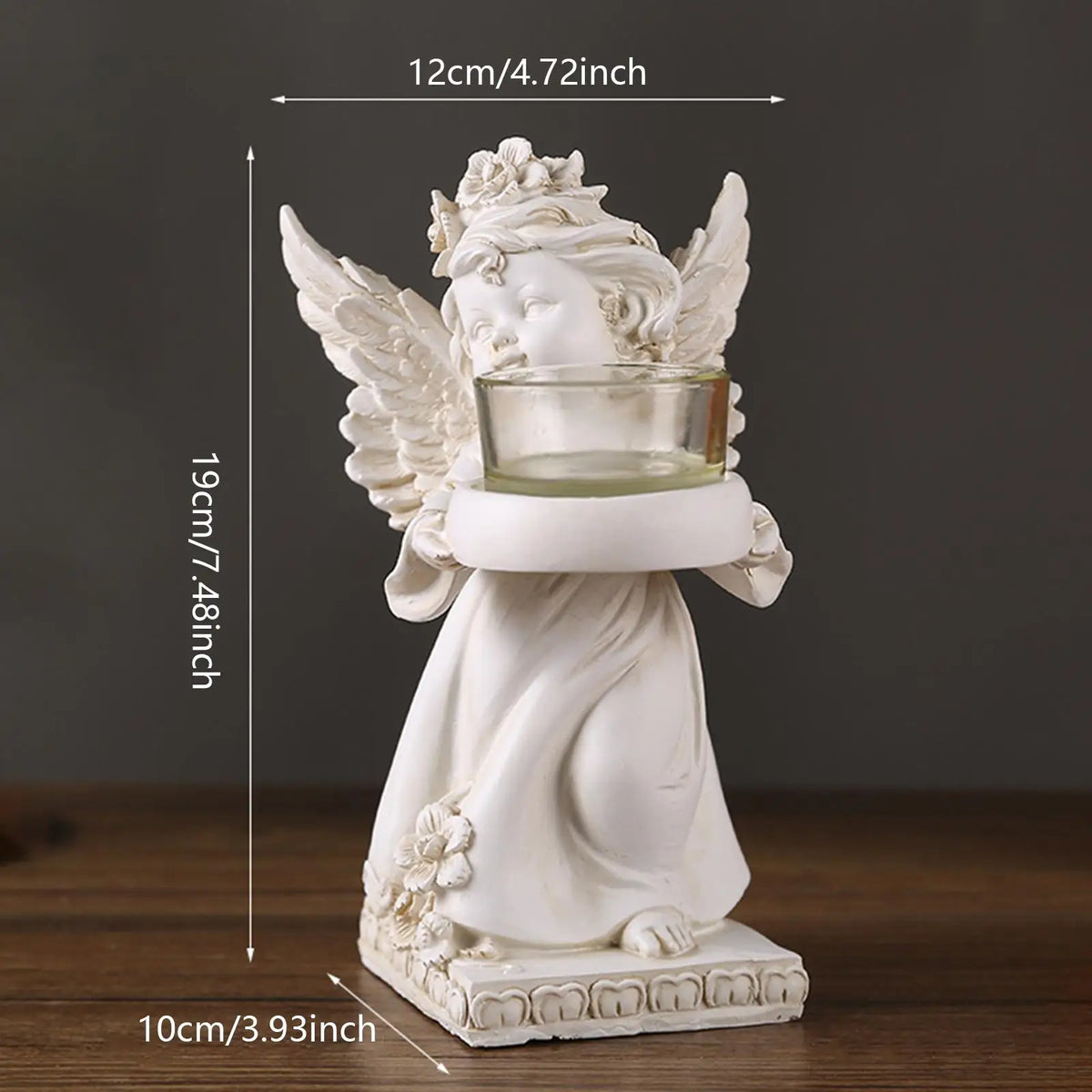 Angel Figurine Tea Light Candle Holder | Resin Decorative Statue