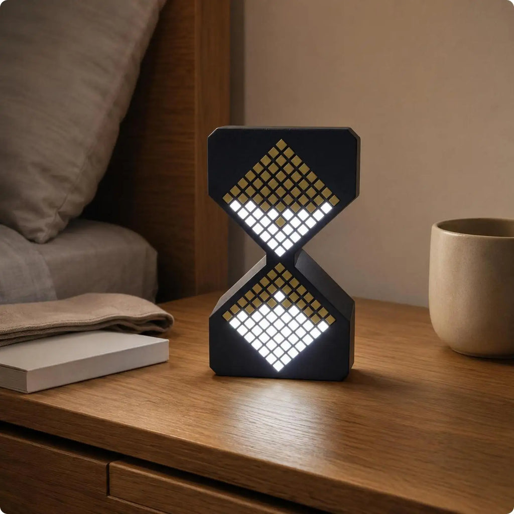 Pixel-Grid Hourglass LED Desk Lamp | Adjustable Timer Light