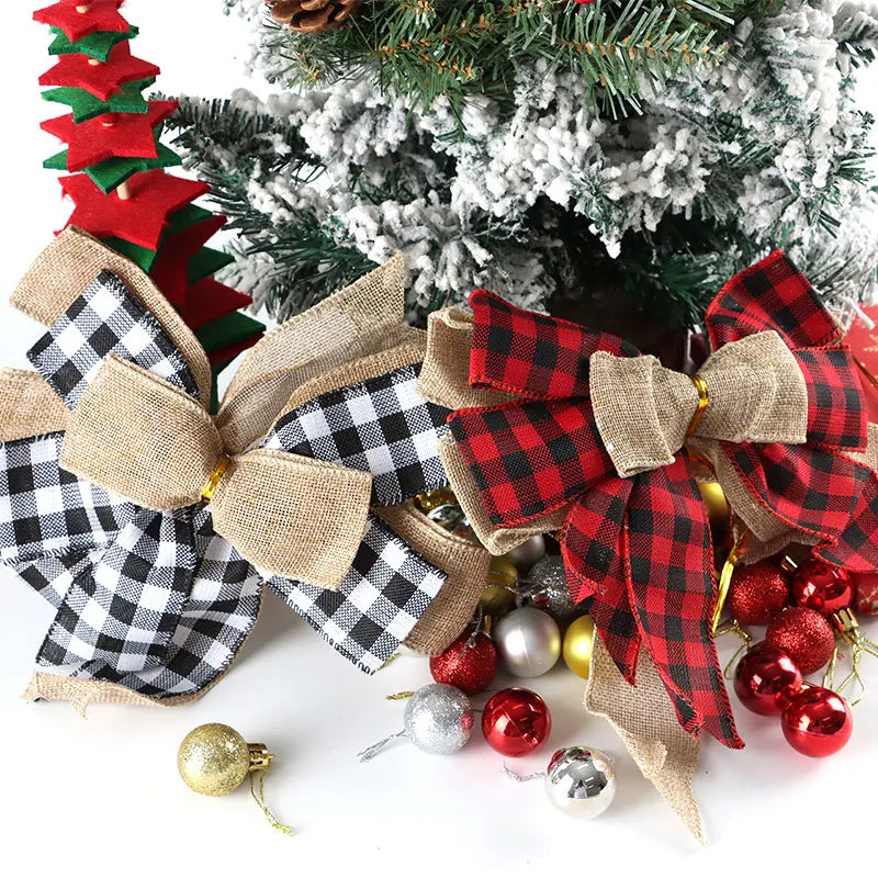 Oversized Christmas Plaid Linen Bow – Holiday Hair & Gift Decor