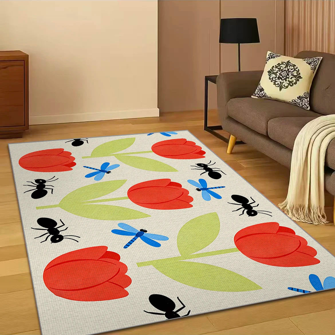 RAKKS Floral Tulip Non-Slip Washable Rug | Indoor Floor Mat