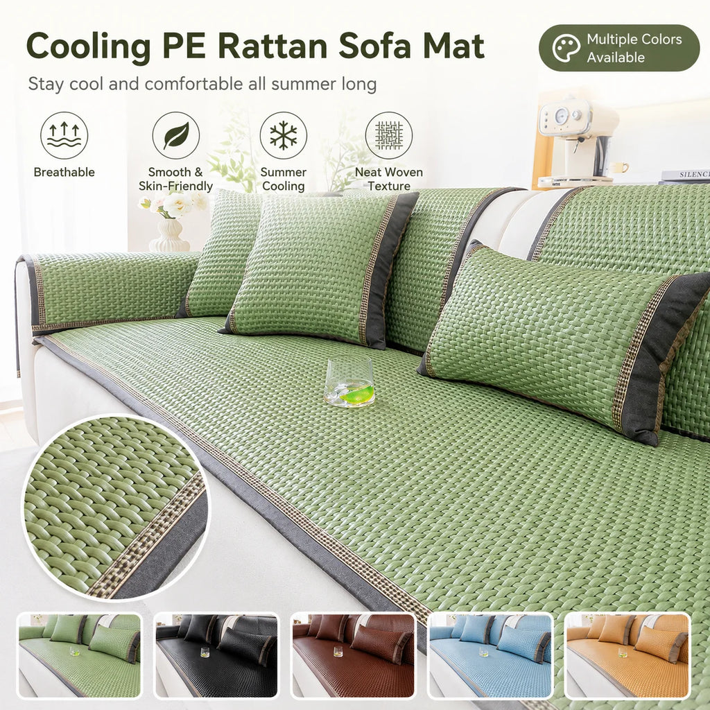 Ice Silk Bamboo Cooling Sofa Cushion – Anti-Slip Seat Mat