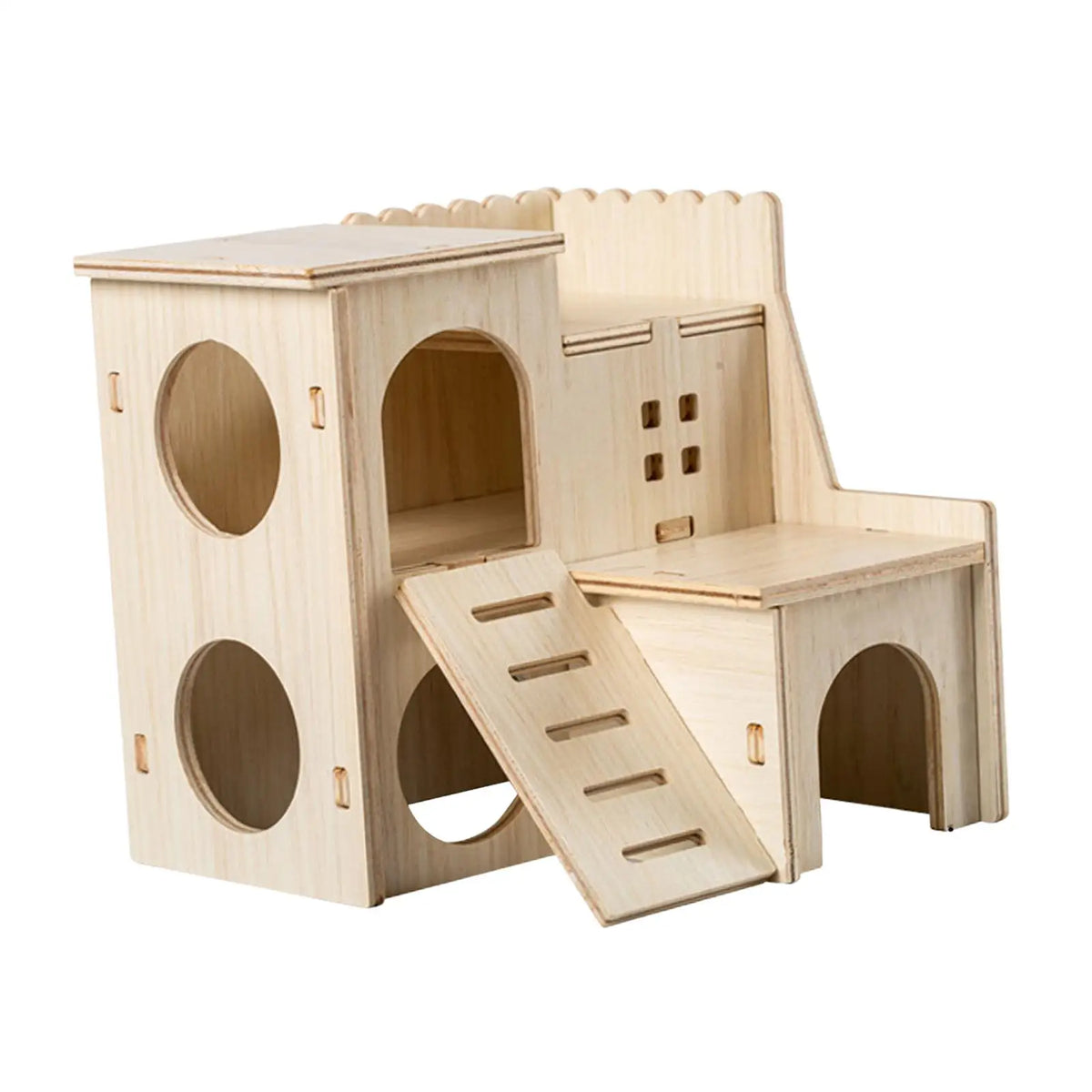 Wooden Hamster House Hideout Hut – Multi-Level Ladder Cabin