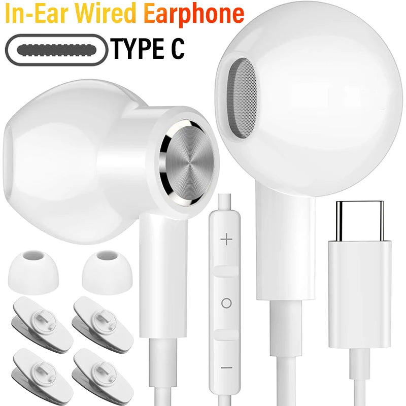USB-C Wired In-Ear Headphones with Mic | Hi-Fi Stereo