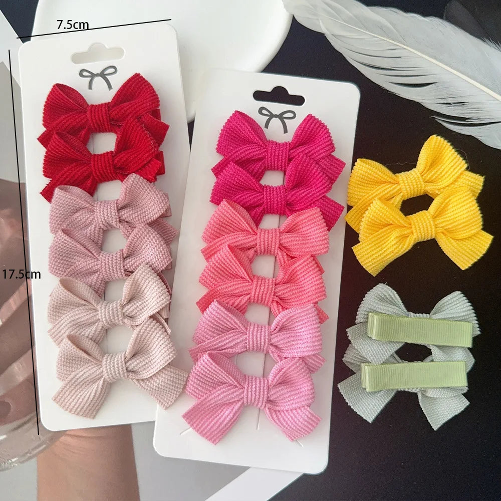 Baby Girls Cartoon Hair Bow Clips – 72-Piece Waffle Fabric Set
