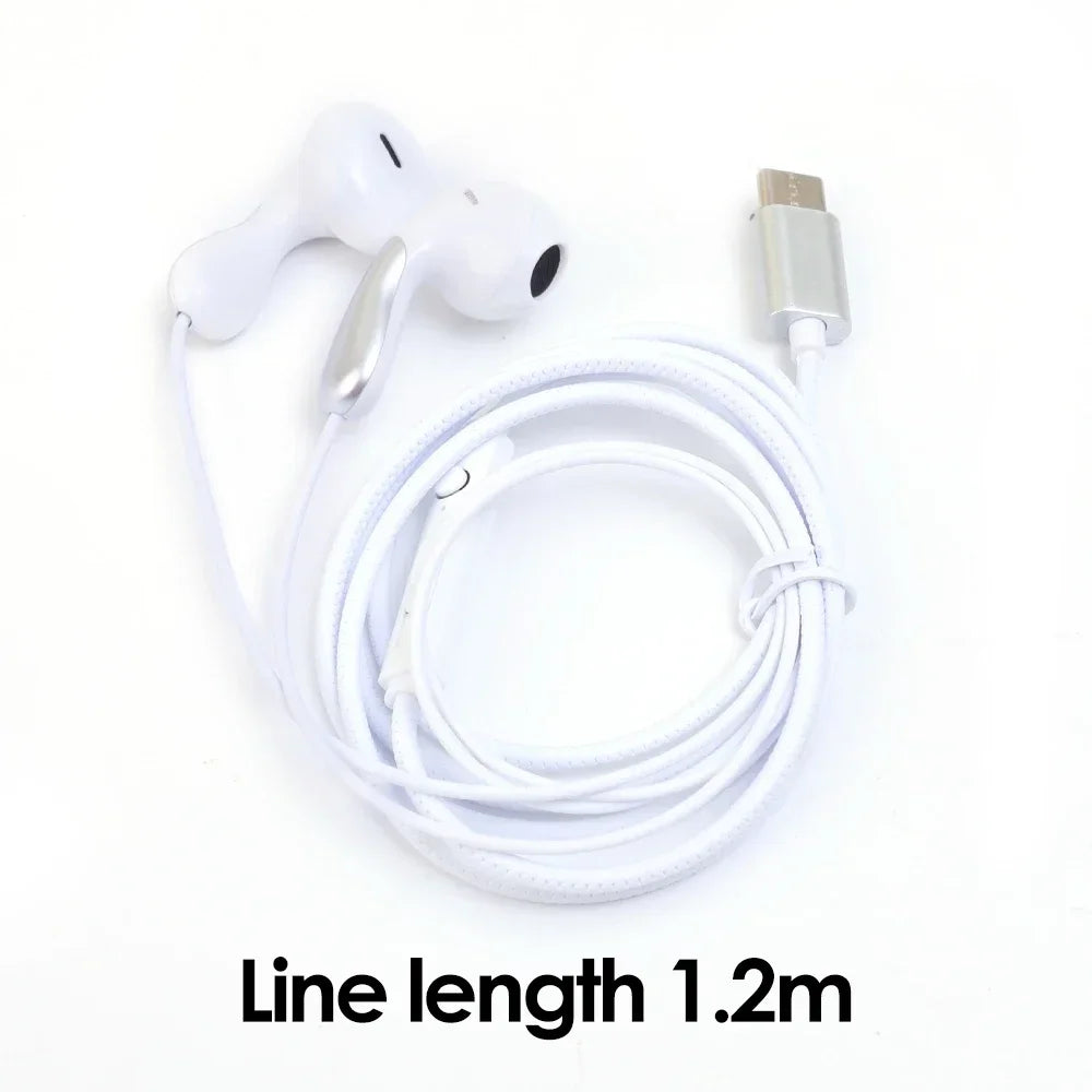 USB-C Wired Earphones with Mic – Stereo In-Ear Headphones