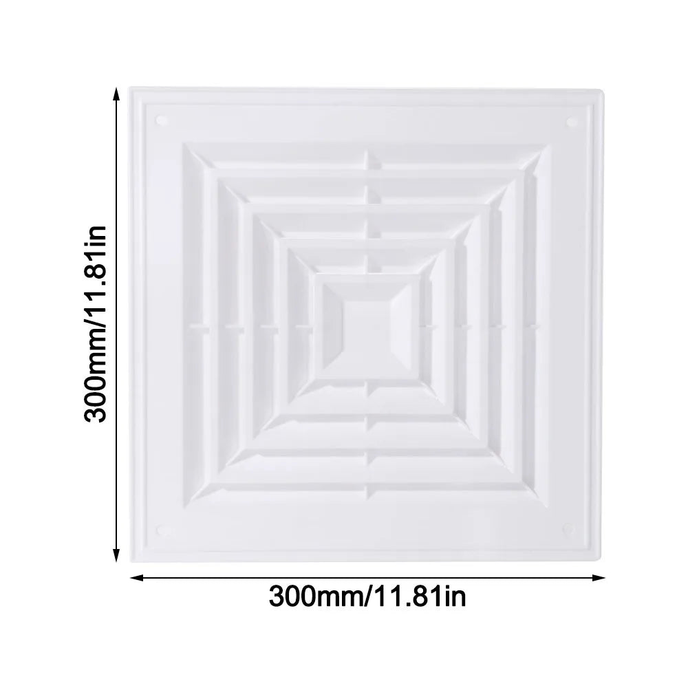 White Square Air Vent Grille – Silent Ceiling Ventilation Cover
