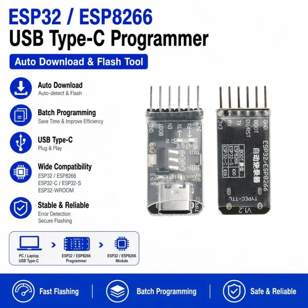 ESP32 & ESP8266 Auto Programmer USB-to-TTL Type-C Module