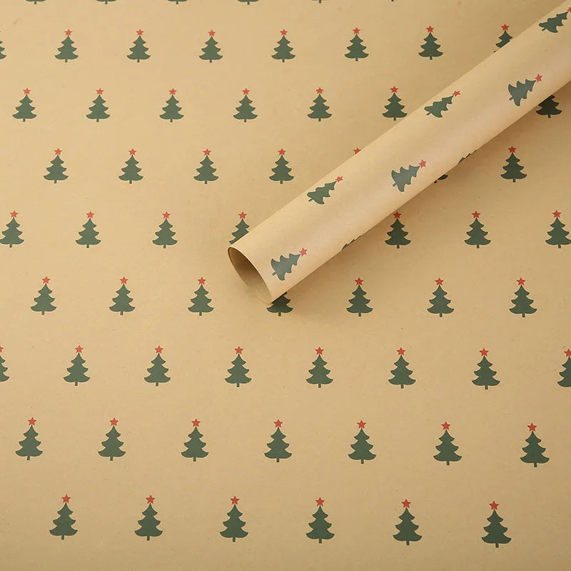 Christmas Vintage Kraft Wrapping Paper – Tree & Snowflake