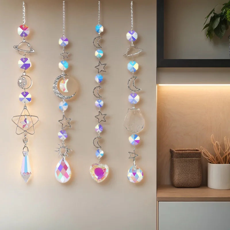 Crystal Sun Catcher Planet Galaxy Star Moon Pendant Decor
