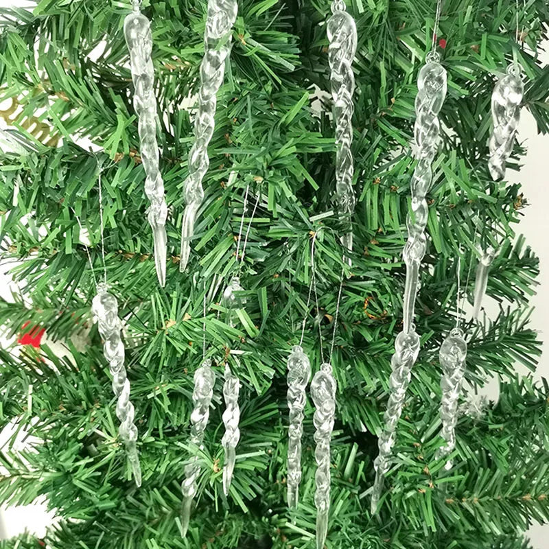 12-Pack Transparent Ice Cone Christmas Tree Pendants | DIY Décor