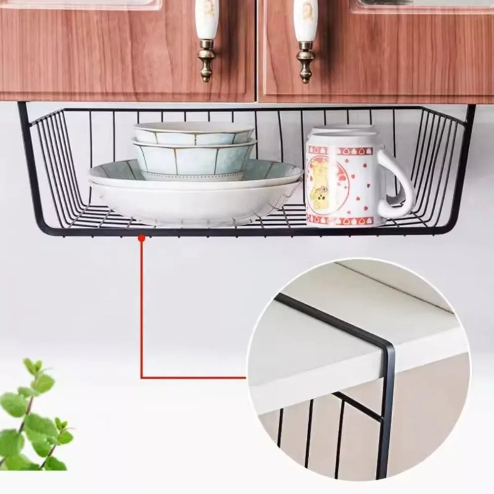 Under Table Storage Basket – Desk Organizer Rack | 2 Sizes