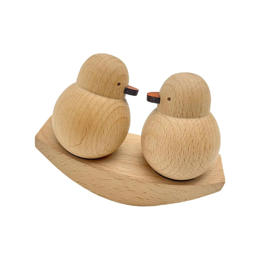 Handcrafted Wooden Couple Duck Figurine | Rustic Home Décor