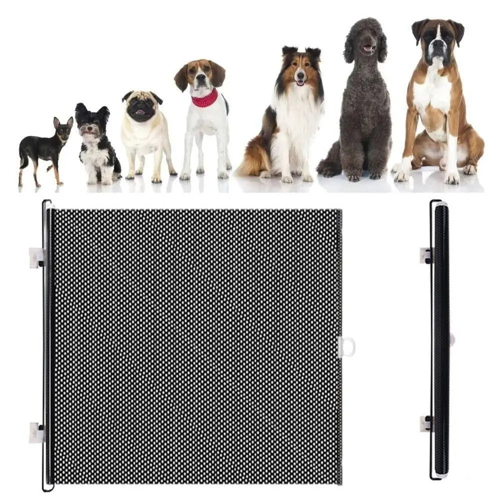 Retractable Folding Pet Safety Gate with Universal Hooks