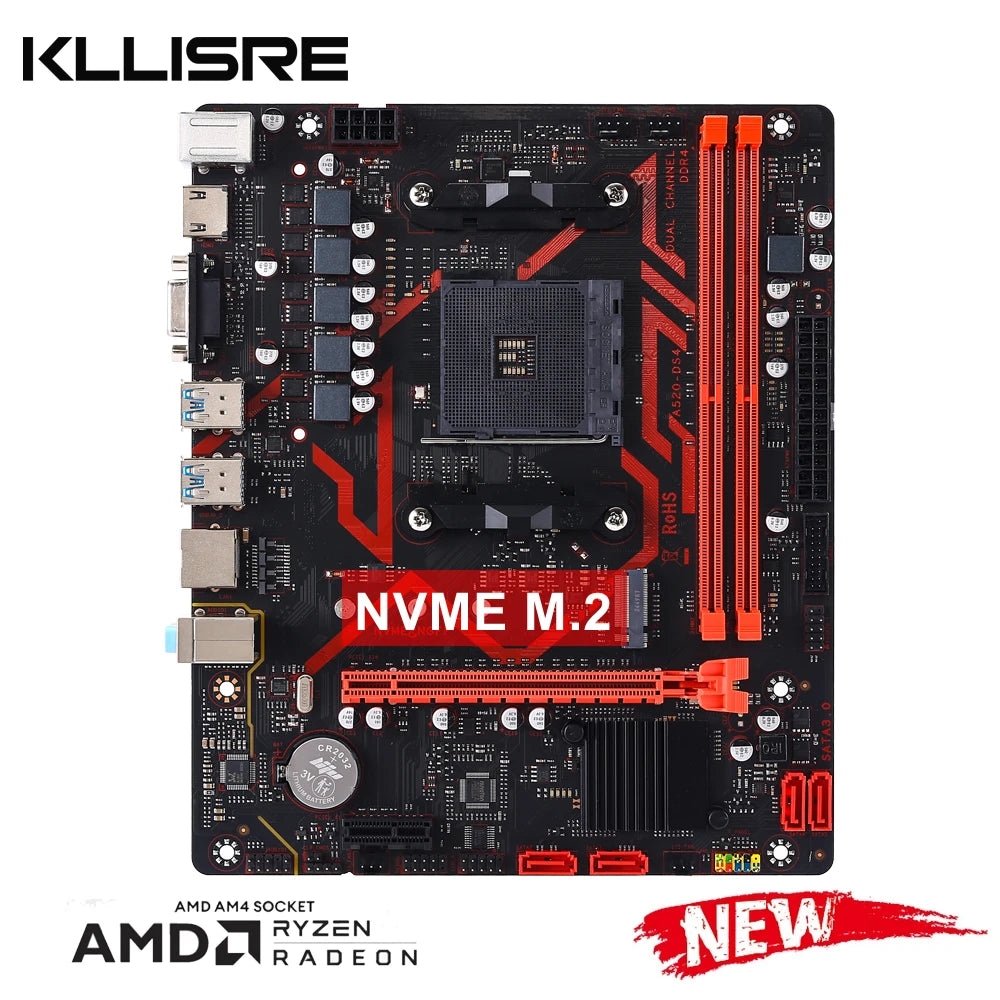Kllisre A520 Micro ATX AM4 Motherboard | DDR4 64GB NVMe