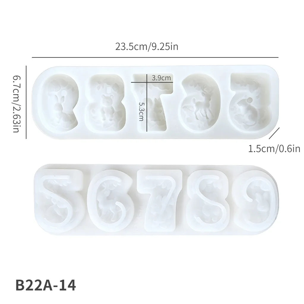 Number 0–9 Forest Animal Silicone Mold | Candle Soap Resin