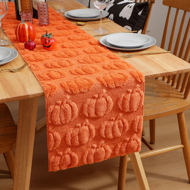Halloween Pumpkin Ghost 3D Embroidered Table Runner | Party Decor