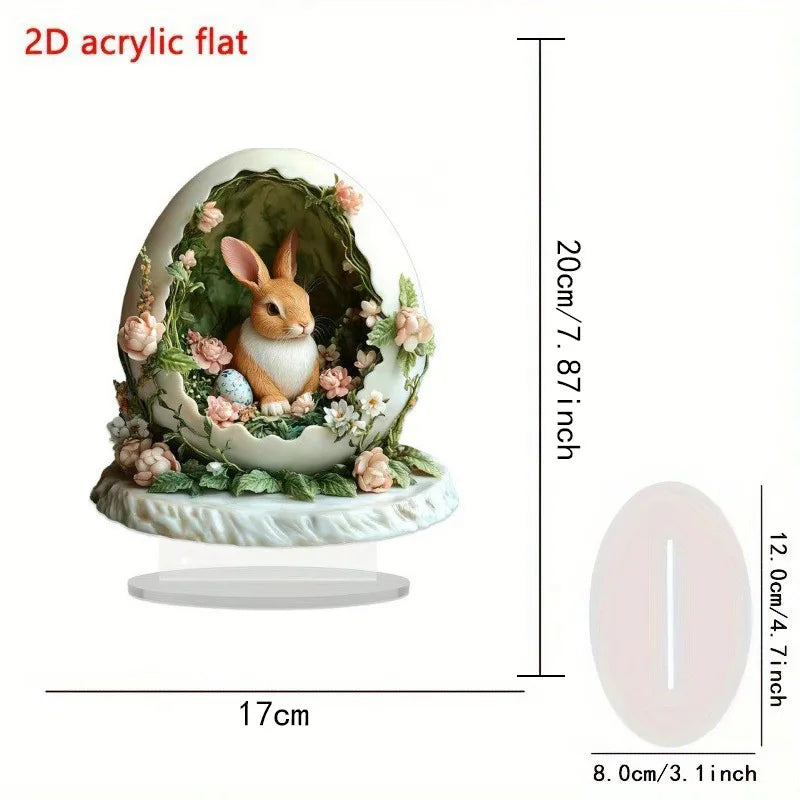 Easter Rabbit Acrylic Ornament – 2D Cute Cottage Egg Decor