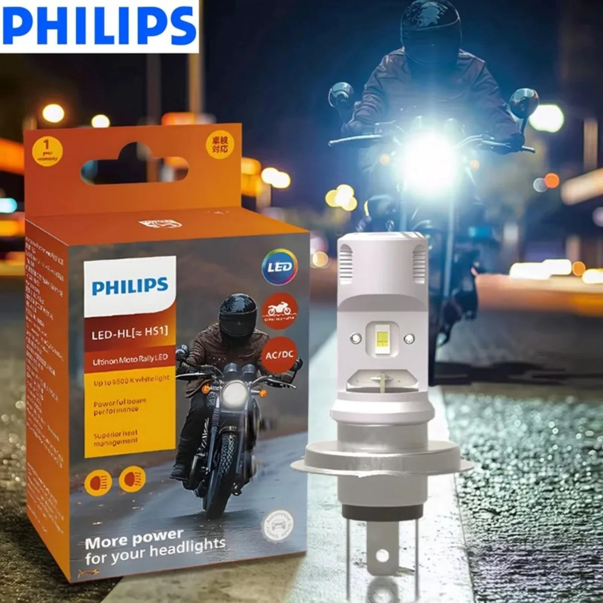 Philips HS1 LED Motorcycle Headlight 6500K 12V PX43t Bulb