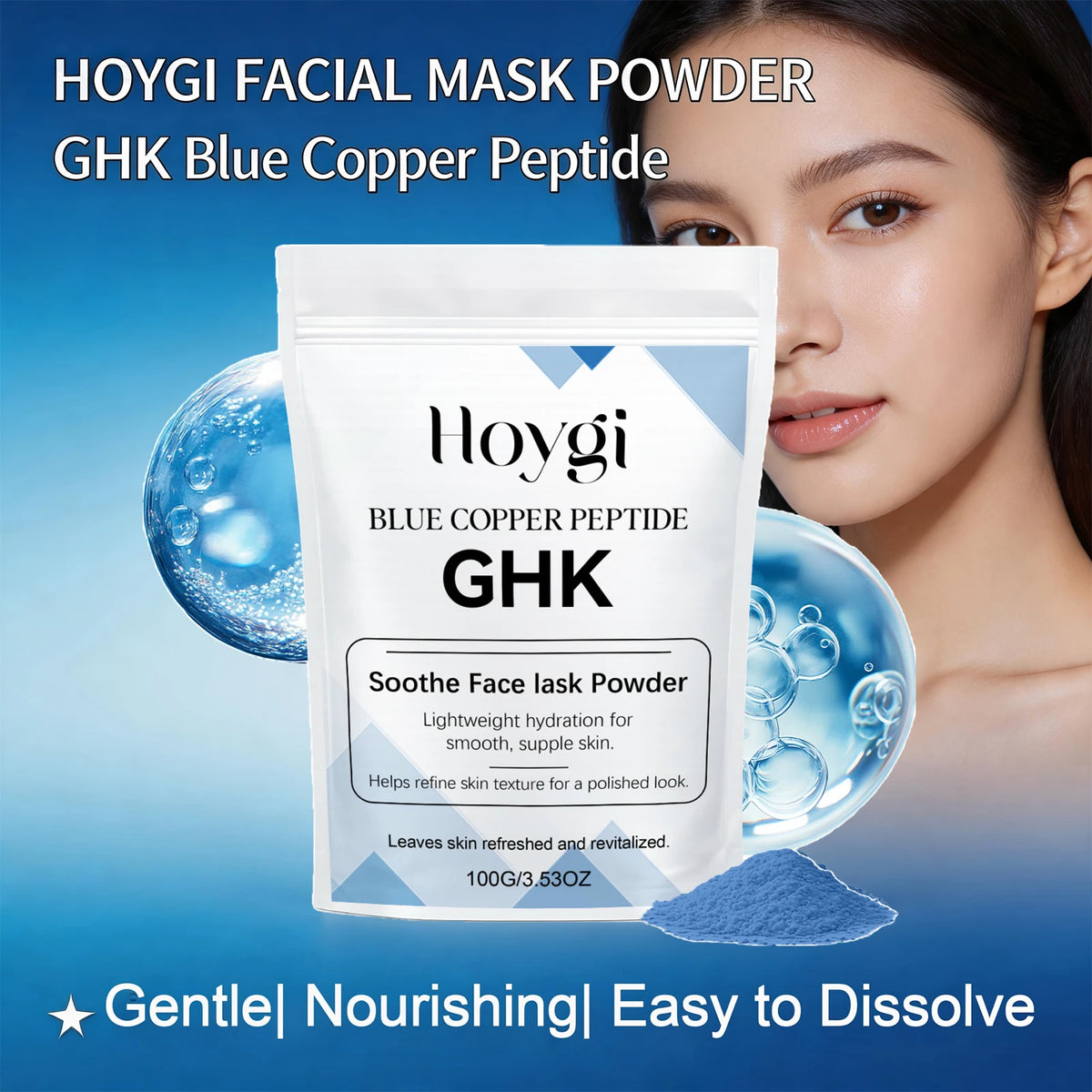 Blue Copper Peptide GHK DIY Facial Mask Powder – Hydrating