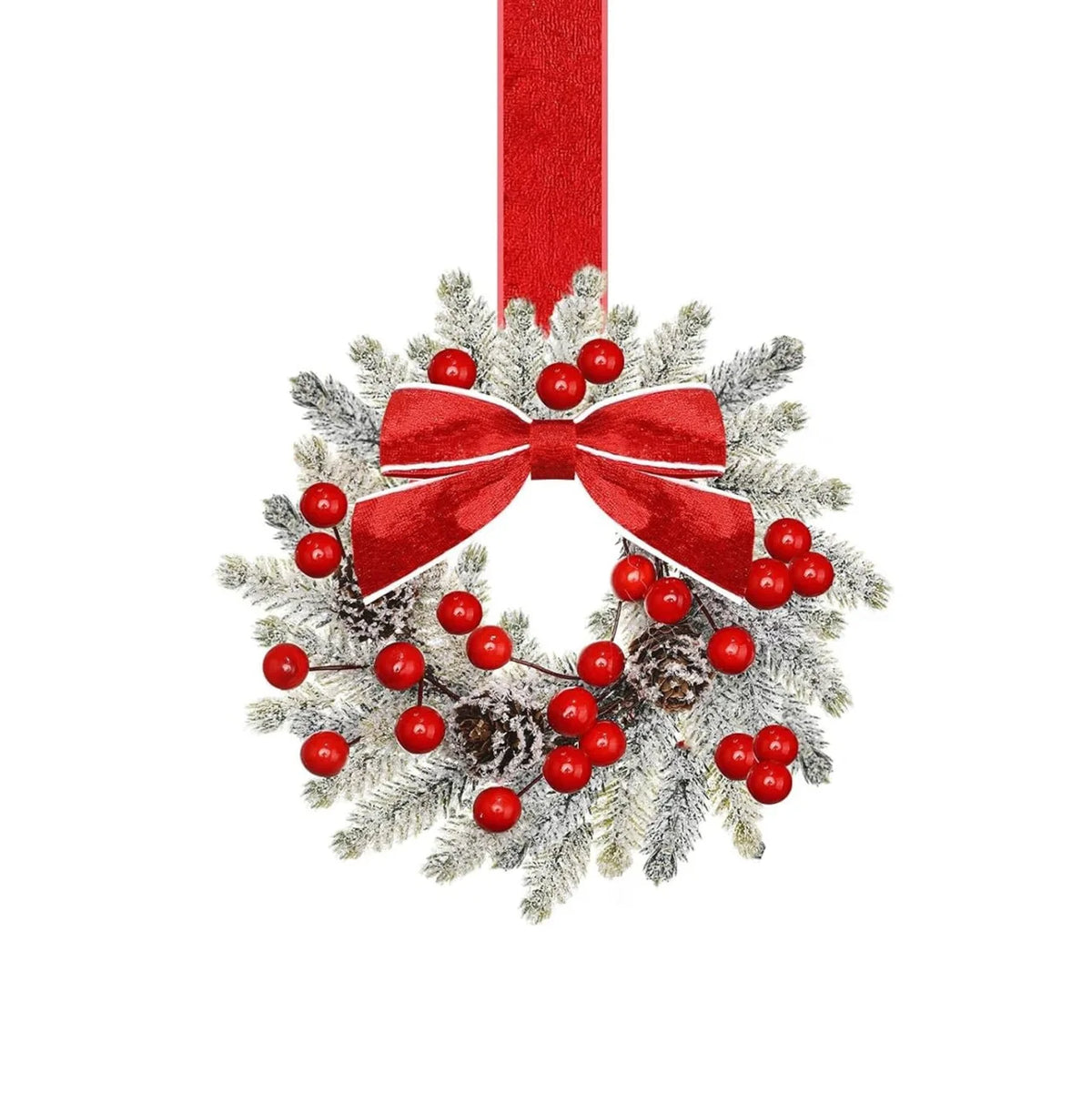 Mini Christmas Wreath with Red Berries | Festive Holiday Decor
