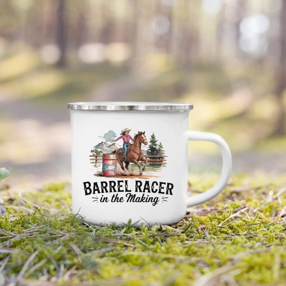 West Cowboy Camping Enamel Mug – Campfire Adventure Gift