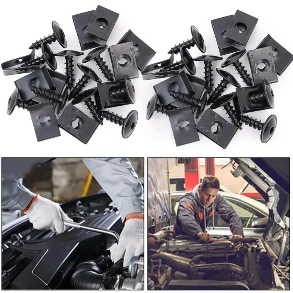 U-Shaped Metal Retaining Clips Kit with Self-Tapping Screws