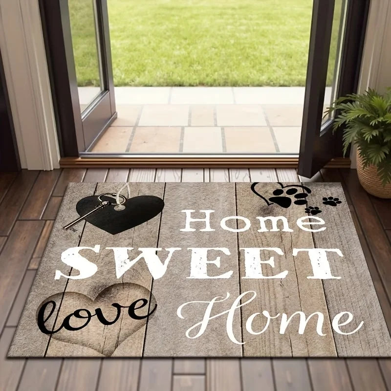Home Sweet Home Farmhouse Doormat | Non-Slip Washable Rug