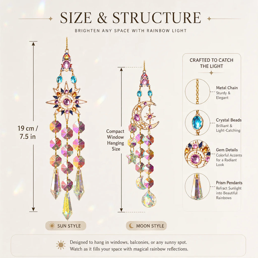 Crystal Sun Catcher Window Hanging – Rainbow Prism Pendant