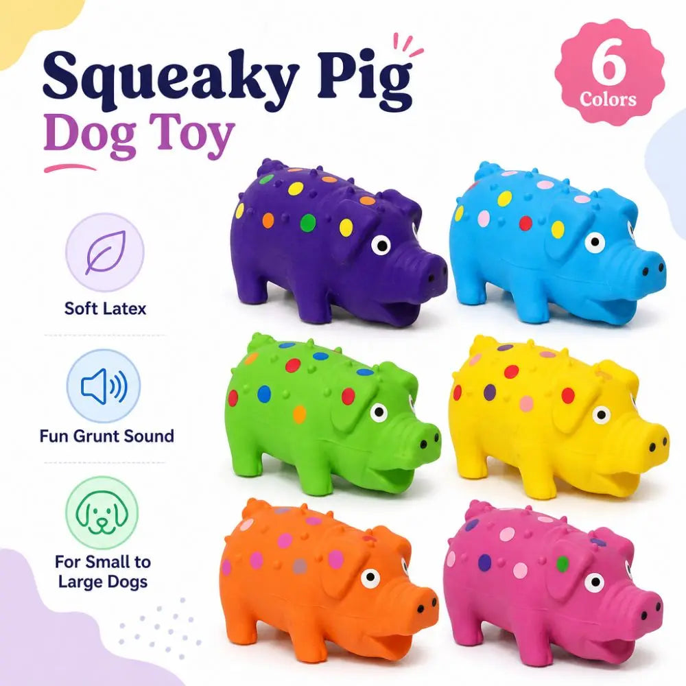 Interactive Pig Squeaky Dog Toy – Latex, 4in, All Breeds