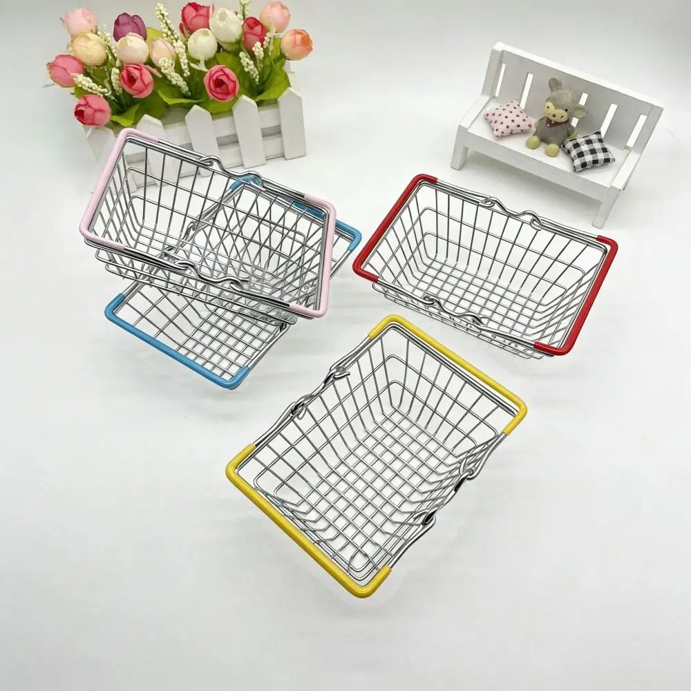 Metal Wire Mini Shopping Basket – Mesh Desk Organizer 2 Sizes