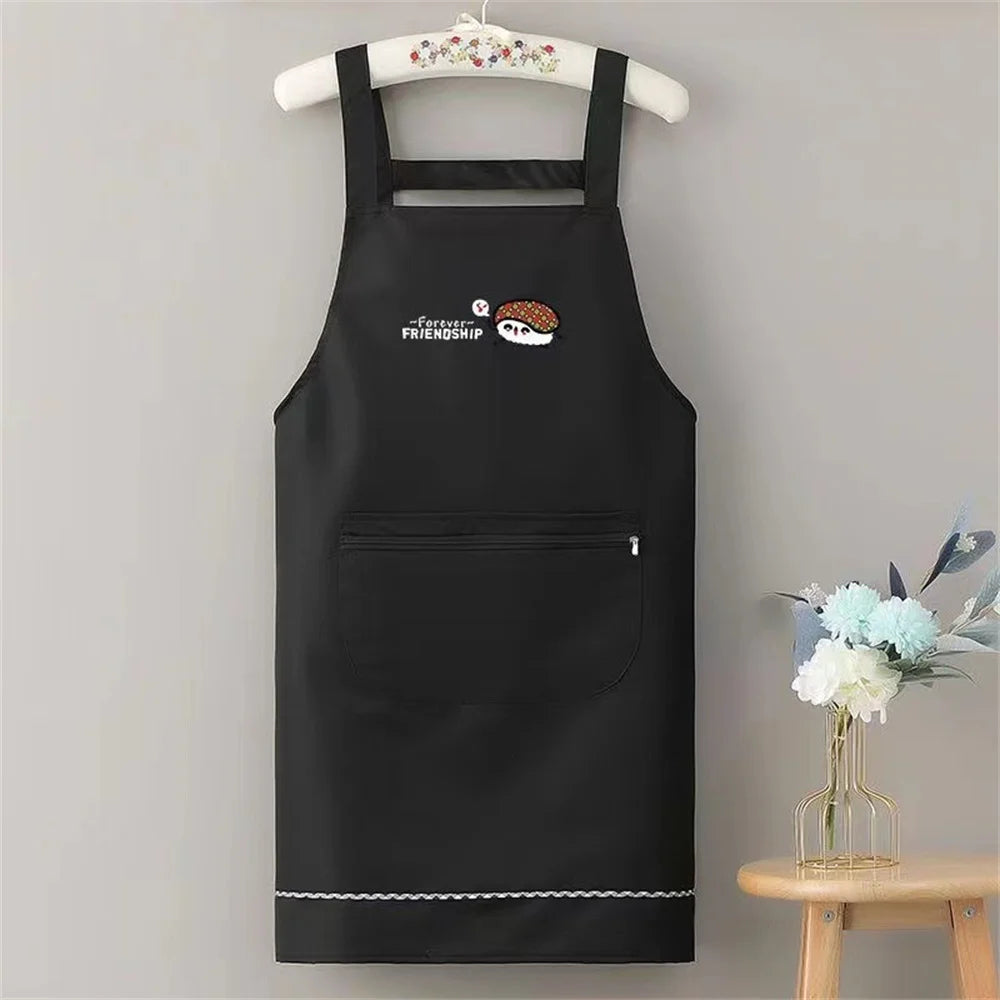 Waterproof Anti-Oil PVC Kitchen Apron with Zipper Pocket