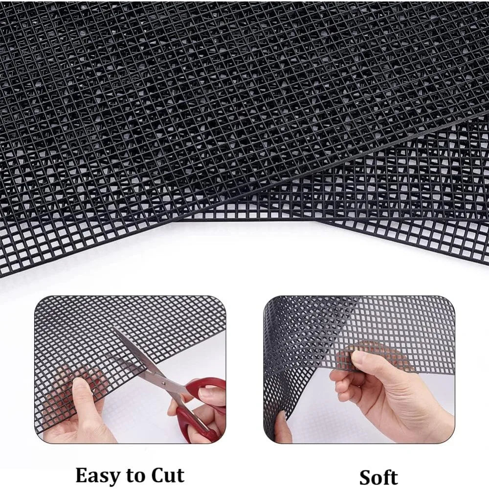 5-Pack Black Plastic Mesh Canvas Sheets for Yarn & Crochet