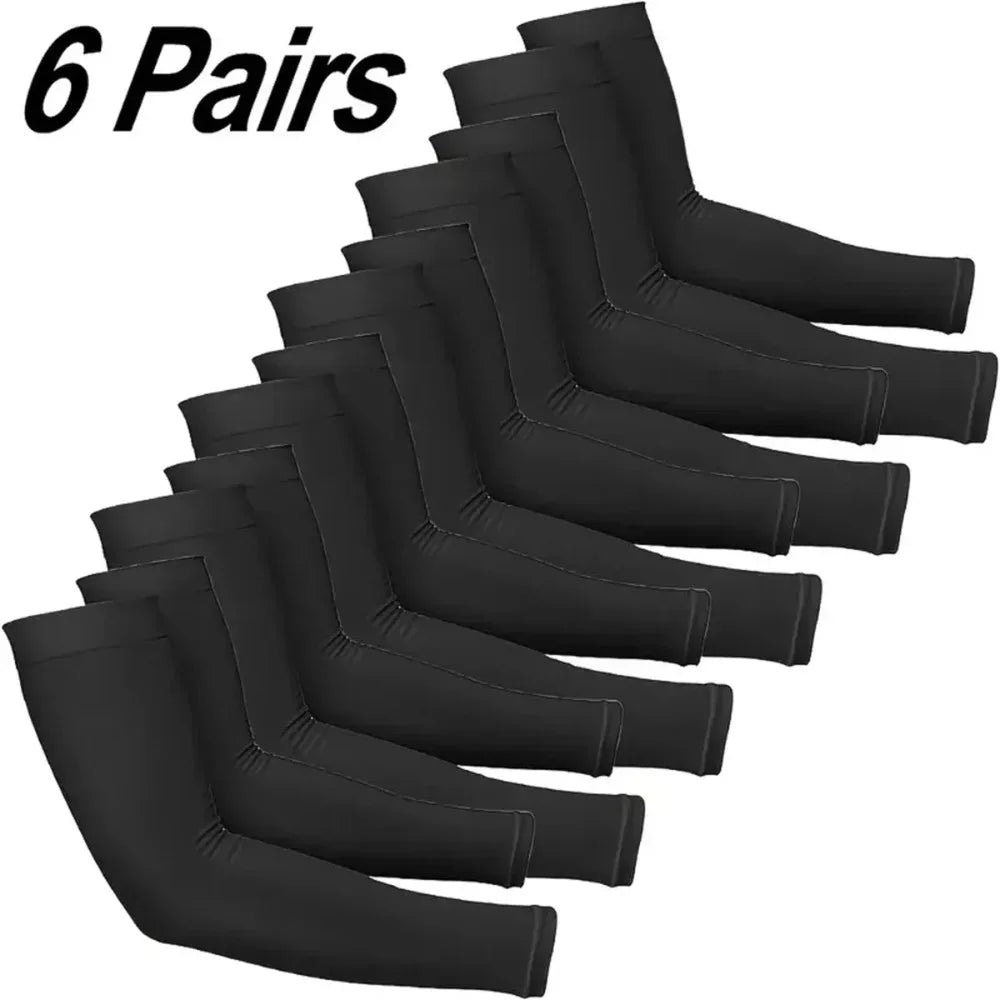 6-Pair UV Cooling Arm Sleeves – Unisex Sun Protection Sport