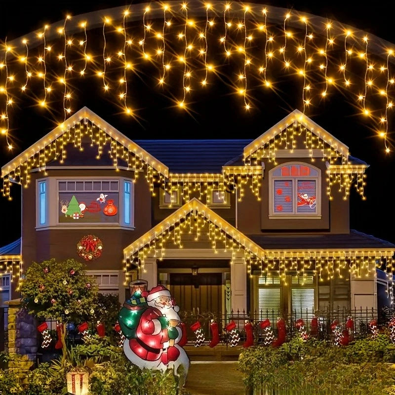 Solar Icicle String Lights – Outdoor Christmas Garden Decor