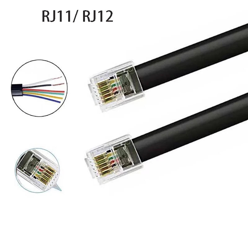 Pure Copper 6P6C RJ11 RJ12 Telephone Extension Cable 0.5–3m