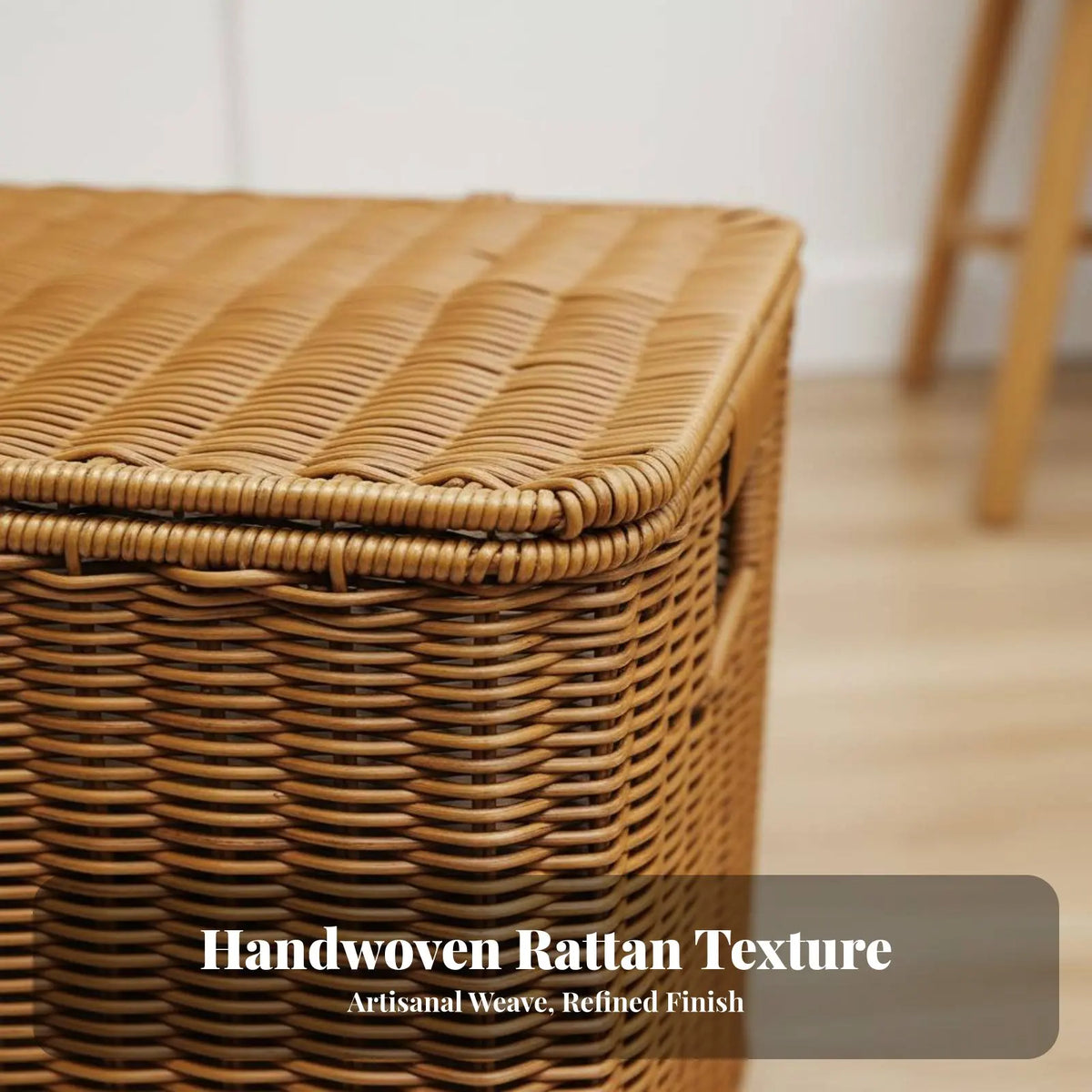 Large Woven Hamper with Lid – Rattan-Style Storage Basket