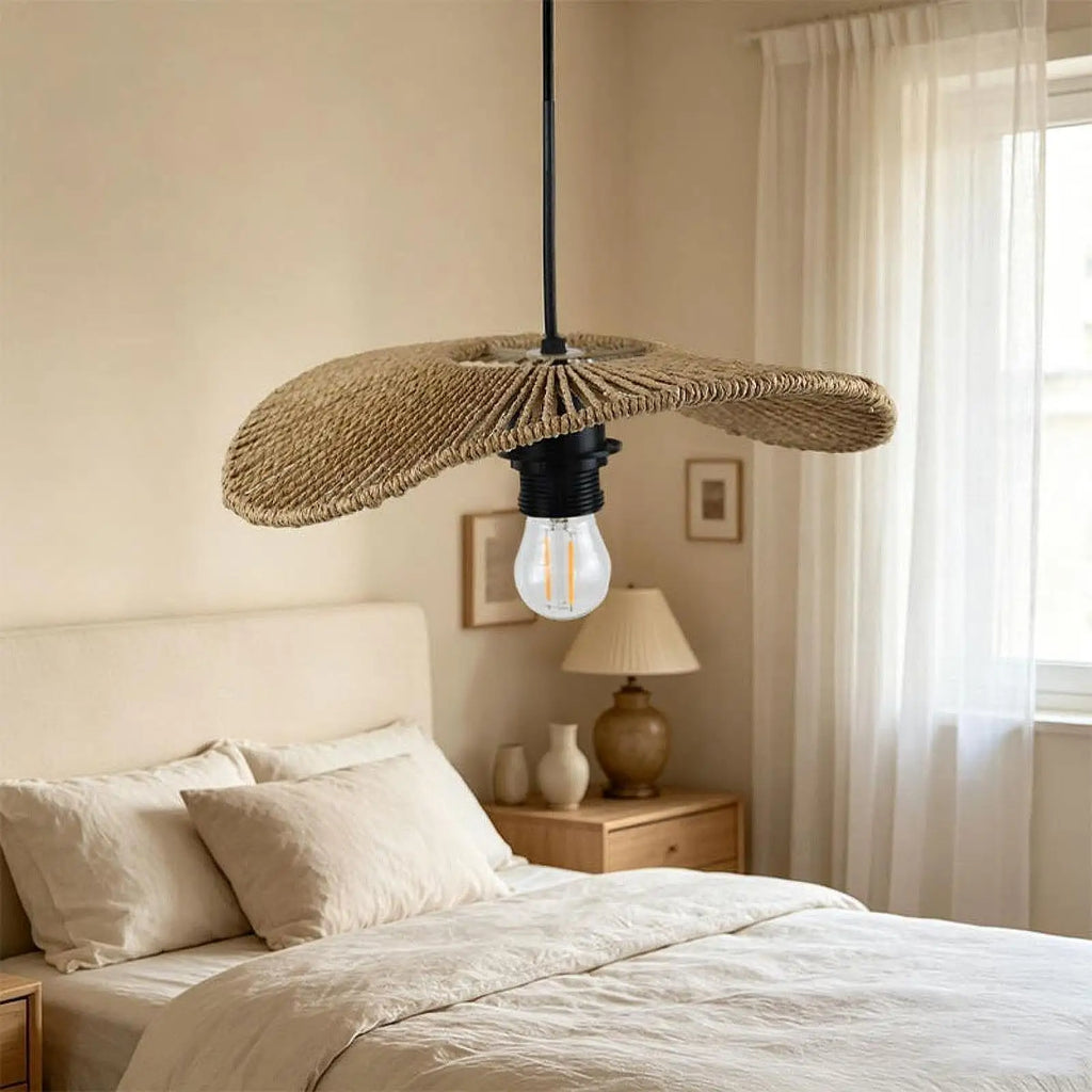 Natural Paper Rope Woven Pendant Lamp Shade | Boho Decor