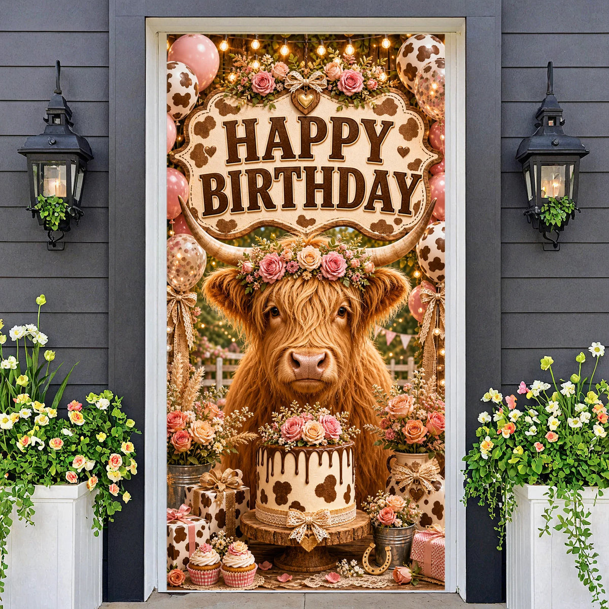 Cowboy Western Birthday Backdrop – Rustic Wooden Party Banner