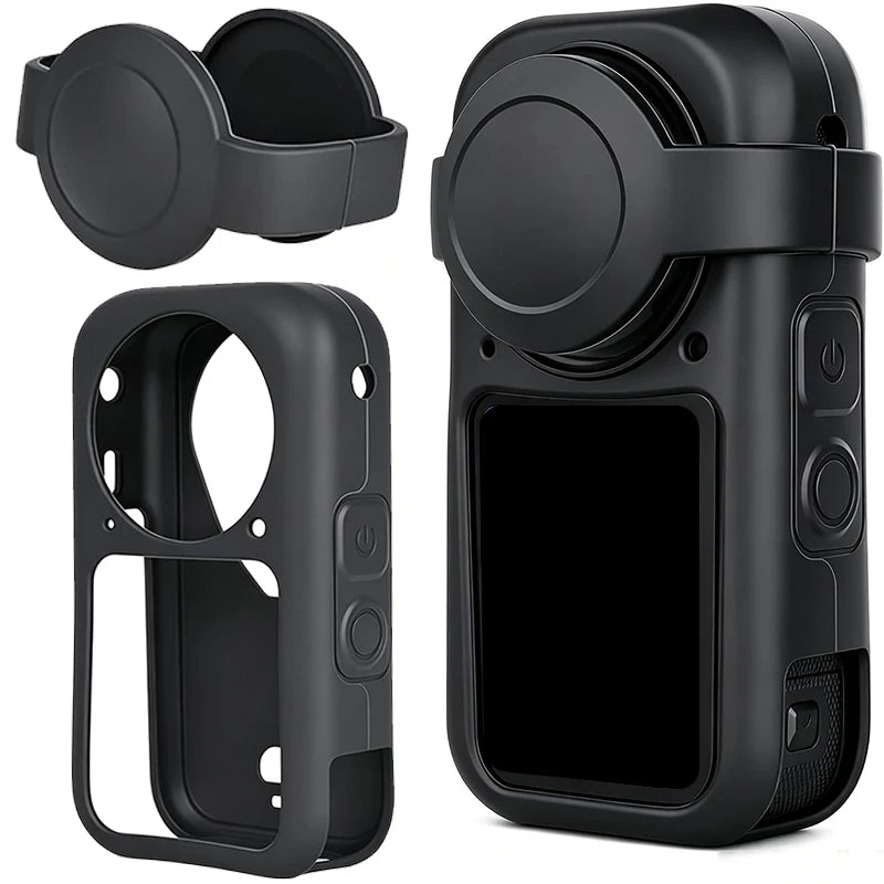 Insta360 X6 Silicone Case with Lens Cap – Shockproof Black
