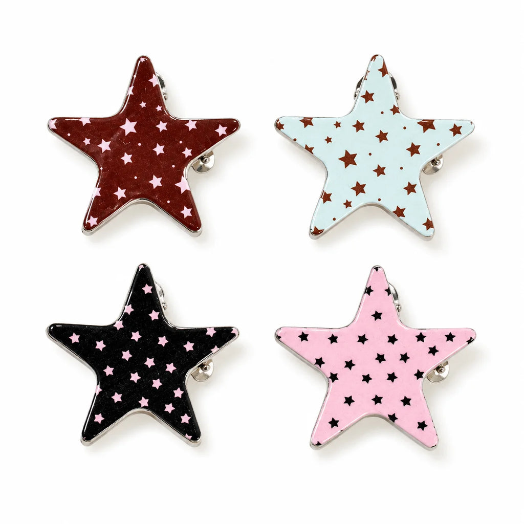 4-Pack Star Print Acrylic Hair Clips – Women's Barrettes Set