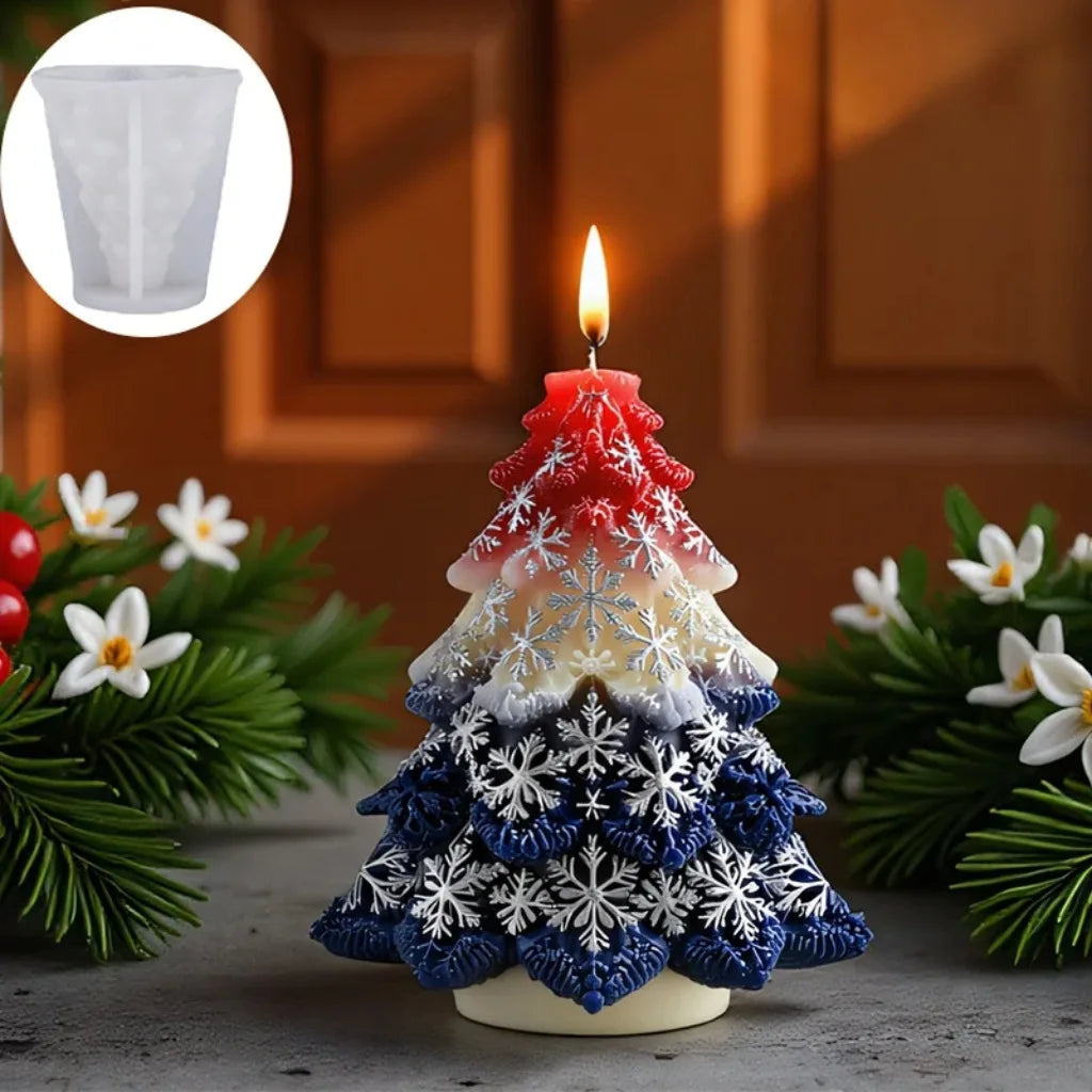 Christmas Silicone Candle Mold – Snowflake & Tree Design