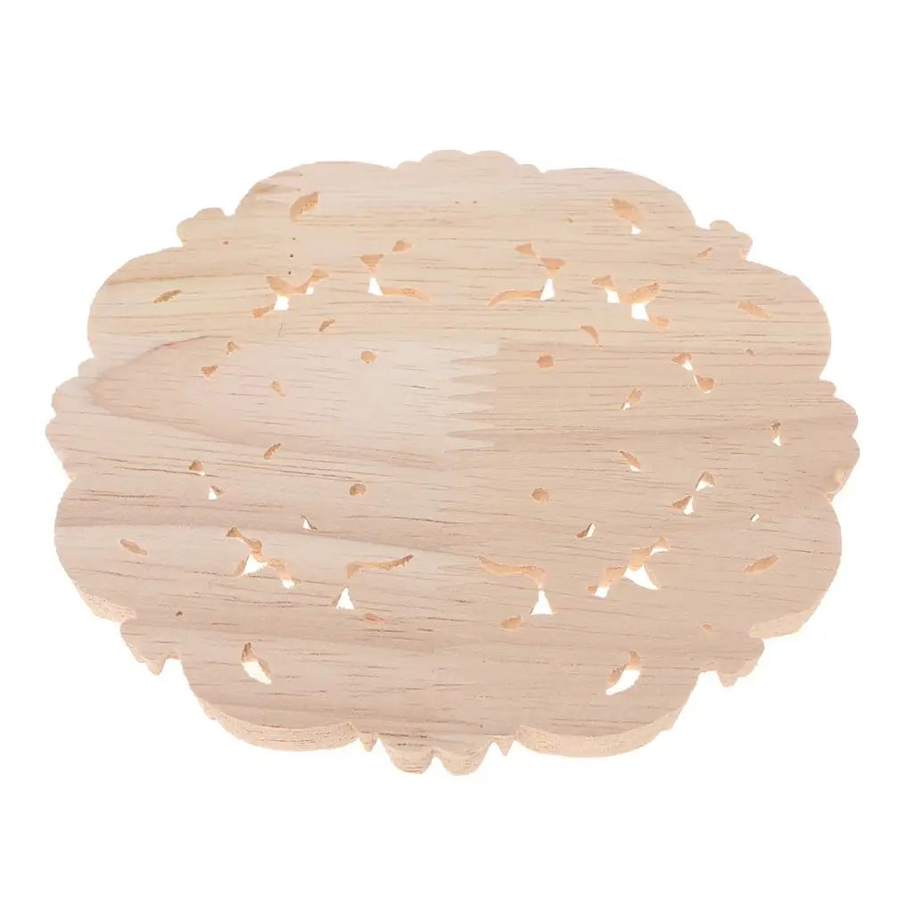 Wooden Carved Flower Applique – Unpainted Retro Onlay Decal