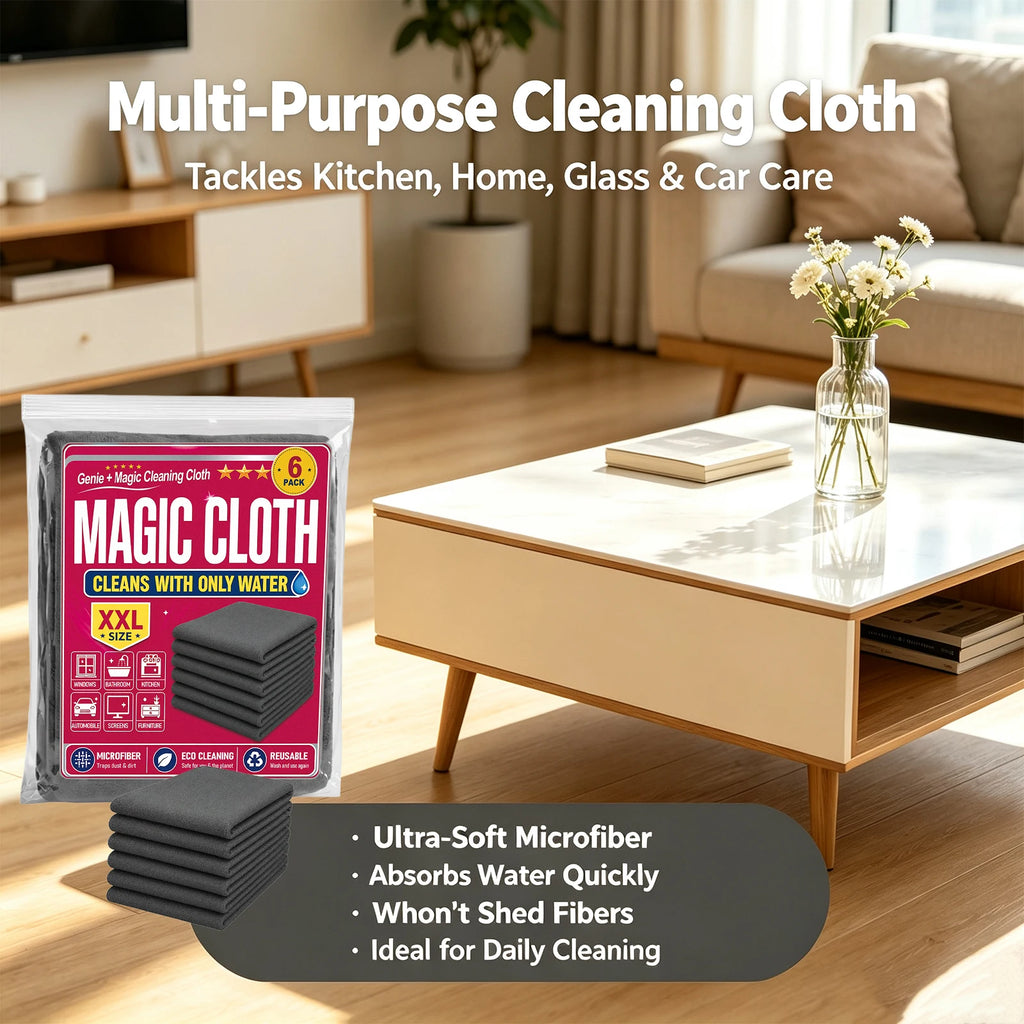 6-Pack Microfiber Cleaning Cloths – Reusable & Lint-Free