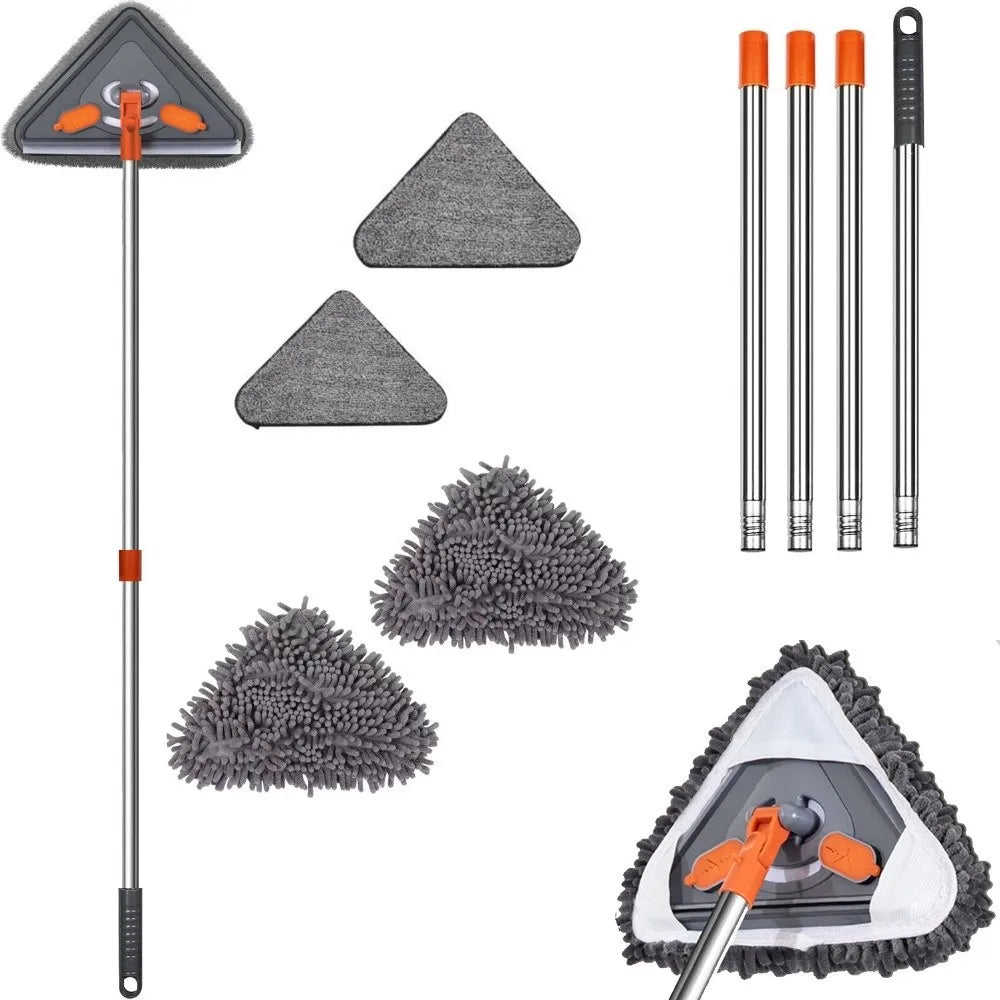360° Rotatable Triangle Window Cleaning Mop & Extension Pole
