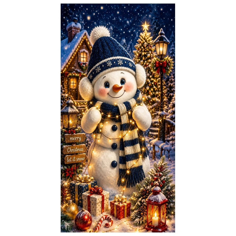 Winter Snowman Christmas Backdrop Banner 180x90cm Holiday