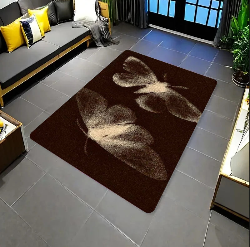 Minimalist Butterfly Doormat – Black & White Non-Slip Entry Rug