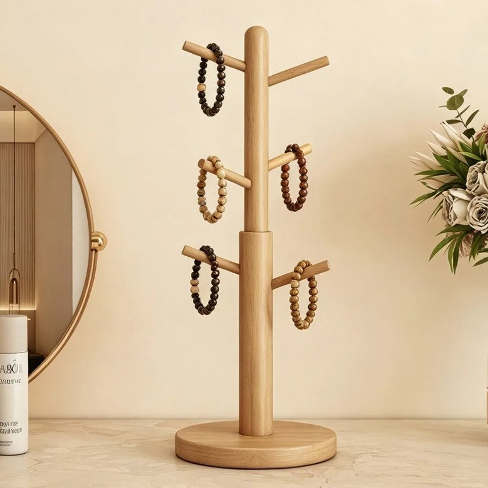Wooden Tree Mug Rack – 6-Hook Coffee Cup Holder & Organizer
