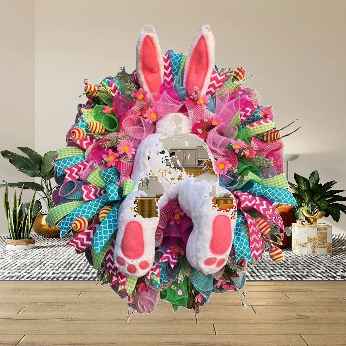 Easter Bunny Wreath Wall Decals & Garland Stickers | Home Decor