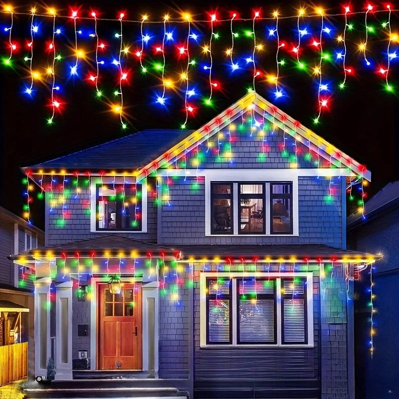 Solar Icicle String Lights – Outdoor Christmas Garden Decor