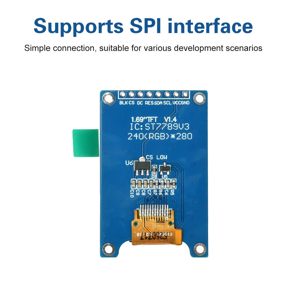 1.69" TFT LCD Display Module SPI 240×280 ST7789 Driver